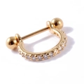 Gold stainless steel barbell piercing jewelry with micro-set cubic zirconia stones - Style 8# Gold