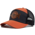 Cappellino trucker arancione e nero con toppa in pelle Fishing Outdoors - Rosso Arancio
