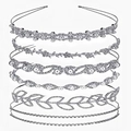 6-piece silver bridal headband set featuring sparkling rhinestones and white pearls - 6-Piece Set Silver