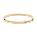 Bracciale rigido minimalista in acciaio al titanio placcato oro 18k con finitura lucida - 1#-Semplice Lucido Cerniera Tondo