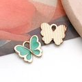 Grüner Schmetterling Emaille-Anhänger in Goldoptik für DIY-Schmuckherstellung Zubehör - Hellgrüner Schmetterling (12x11 mm)