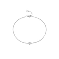Bracciale minimalista in argento S925 con singolo zircone rotondo per donna, lusso - Argento 925 / Platino