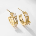 Elegant 18K gold plated hoop earrings with micro-set square cubic zirconia stones - Pavé Zirconia Hoop Earrings - Gold (EP2938)