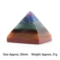 30mm Seven Chakra crystal pyramid figurine handcrafted from layered energy healing stones - 30mm Pyramid
