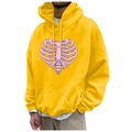 Unisex Kapuzenpullover in Gelb mit Herz-Rippen-Print und weichem Fleece-Futter - S / Hellgelb (Rosa Rippenherz)