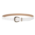 Vintage white leather belt for women featuring a detailed gold horseshoe buckle design - White