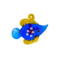 Blue and yellow handmade glass fish pendant for aquarium decoration and floating decor - Style 19-Blue Yellow Fin Spotted Fish