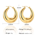 Detailoverzicht van 31mm holle druppeloorbellen in 18K verguld roestvrij staal - Verdikte Waterdruppelstijl (SE22112211G) / Goud