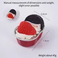 Artificial cupcake model with red strawberry and cookie in a red foil container - Chocolate Cookie - Red Foil Cup Cake