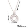 Detailed size specifications for silver circle pendant necklace with 40+5cm chain length - Silver/White Mother of Pearl