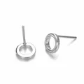 Minimalist silver-colored circular stainless steel stud earrings in 8x8mm variant size. - Smooth Round (YE14989) / 8x8mm / Silver