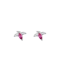 Pendientes de plata 925 con alas de dinosaurio y gema roja de corte marquesa - Plata 925 / Plateado
