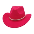 Rose pink western cowboy hat in felt with sparkling pearl and rhinestone band decoration - One Size / Rose Red