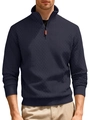 Felpa da uomo blu navy con mezza zip, trama a rombi in maglia e collo alto sportivo - S / Blu navy