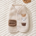 Cream fleece pet vest with cute cartoon bear embroidery and a brown pocket - M / 2025 New White Three Bears