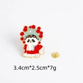 Detailed view of Peking Opera panda enamel pin with dimensions 3.4cm x 2.5cm and 7g weight - National Tide Peking Opera Panda