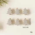 Set of six silver glitter Christmas tree wooden clips for festive DIY holiday decoration - Christmas Tree / Set of 6 / Silver