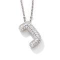 Élégant collier avec pendentif lettre J argenté serti de pierres de zircone brillantes - Lettre J