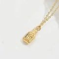 Elegante goldene Kette mit klassischem quadratischem Bärenanhänger an feiner O-Kette - Goldener Pandabär