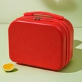 Mini 14-inch red hardshell cosmetic suitcase with durable handle and silver zippers - Red
