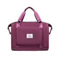 Foldable large capacity sports gym bag in burgundy with reinforced handles and front pocket - Deep purple