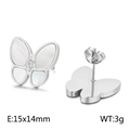 Silberne Schmetterling-Ohrstecker mit Muschel-Inlay und funkelnden Strasssteinen - Stahlfarbe