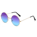 Retro round sunglasses with gold metal frame and purple to blue gradient lenses - Purple Blue Gradient