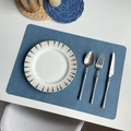 Rectangle blue textured faux leather placemat for elegant and modern dining tables - 43x30cm/155g / Dreamy Blue