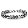 Massives silbernes Herrenarmband aus Titanstahl mit markanten U-förmigen Gliedern - 5mm / 22cm / Stahlfarbe