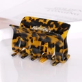Square acetate tortoise shell hair claw clip with golden spring on a clean background - Tortoise