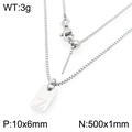 Silver square pendant necklace with letter Z engraving on a 500mm box chain - Silver Letter Z Style (KN293692-Z)