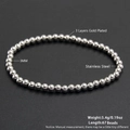 3mm silver stainless steel beaded stretch bracelet with 67 beads in stackable design - 3mm/67 Beads / Silver