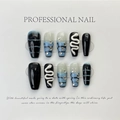 Handmade gradient snake skin coffin nails with silver 3D snake charms and crystals - Extra Small (XS)