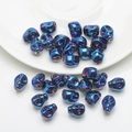 8x10mm iridescent dark blue skull beads for Halloween DIY jewelry making projects - Blue
