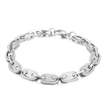 Bracciale a catena in acciaio inossidabile argento con maglie a chicco di caffè ovali - Stile Largo Naso di Maiale Argento (KB160641-Z) / Argento