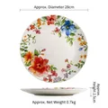 9 inch round ceramic floral plate for steak and pasta with 28cm hand painted patterns - Spring Vibe (11 Inch)