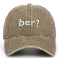 Vintage washed cotton baseball cap in khaki with Ber? embroidery for outdoor activities - Khaki