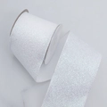 Sparkling white Christmas ribbon with iridescent glitter finish for DIY holiday gift wrapping - 6.3cm / White
