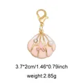 Pink enamel shell charm with starfish and pearl detail, gold finish alloy pendant - Shell (With Rhinestone/Artificial Pearl) / Style 3 Shell