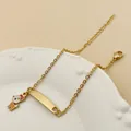 Bracelet doré 18K avec pendentif cerf de dessin animé et plaque métallique à graver - Cerf