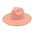 Close-up of the smooth wool felt texture and wide brim of this pink jazz fedora hat - M (56-58cm) / Dusty Pink