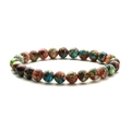 Elastic beaded bracelet with natural tiger eye and multicolored emperor stone beads - Imperial Jasper
