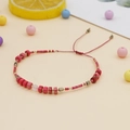 Bohemian lucky red stone bead bracelet with adjustable woven cord for women - Red
