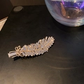 Vintage silver feather hair clip with blue rhinestones and duckbill clip attachment - 17# Duckbill Clip-Gold-Feather