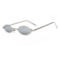 Retro schmale ovale Metall-Sonnenbrille mit champagnergoldenem Rahmen und grauen Gläsern - C4 / Silberner Rahmen Silberne Spiegelgläser
