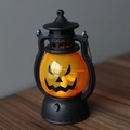 Halloween pumpkin lantern lamp with black Jack-o'-lantern face and LED base switch - Scary Face