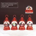 Miniature Christmas lantern set with Santa and Snowman figures in red vintage style - Red Christmas Vintage Lantern Style (2475)