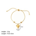 Bracelet cœur doré poli en acier inoxydable avec fermoir coulissant perlé ajustable - Bracelet Pendentif Coeur (YYB023115)