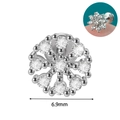 6.9mm silver threadless labret stud with snowflake design and clear zircons - Snowflake Radiant Flower Style (#7)