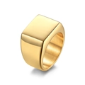 Anillo de sello cuadrado de oro pulido de estilo minimalista para hombre y mujer - Talla 11 / Dorado